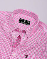 Bubblegum Pink With White Check Cotton Shirt