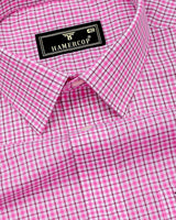 Bubblegum Pink With White Check Cotton Shirt