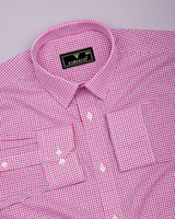 Bubblegum Pink With White Check Cotton Shirt