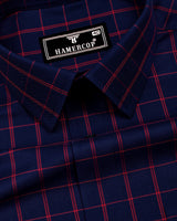 Scala Red With Blue Twill Check Formal Giza Shirt