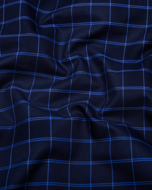 Scala Blue Twill Check Formal Giza Shirt