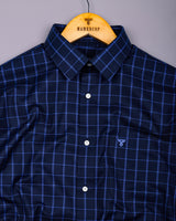 Scala Blue Twill Check Formal Giza Shirt