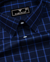 Scala Blue Twill Check Formal Giza Shirt