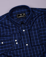Scala Blue Twill Check Formal Giza Shirt