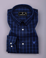 Scala Blue Twill Check Formal Giza Shirt