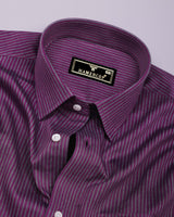 Purple With Gray Stripe Premium Cotton Formal Shirt