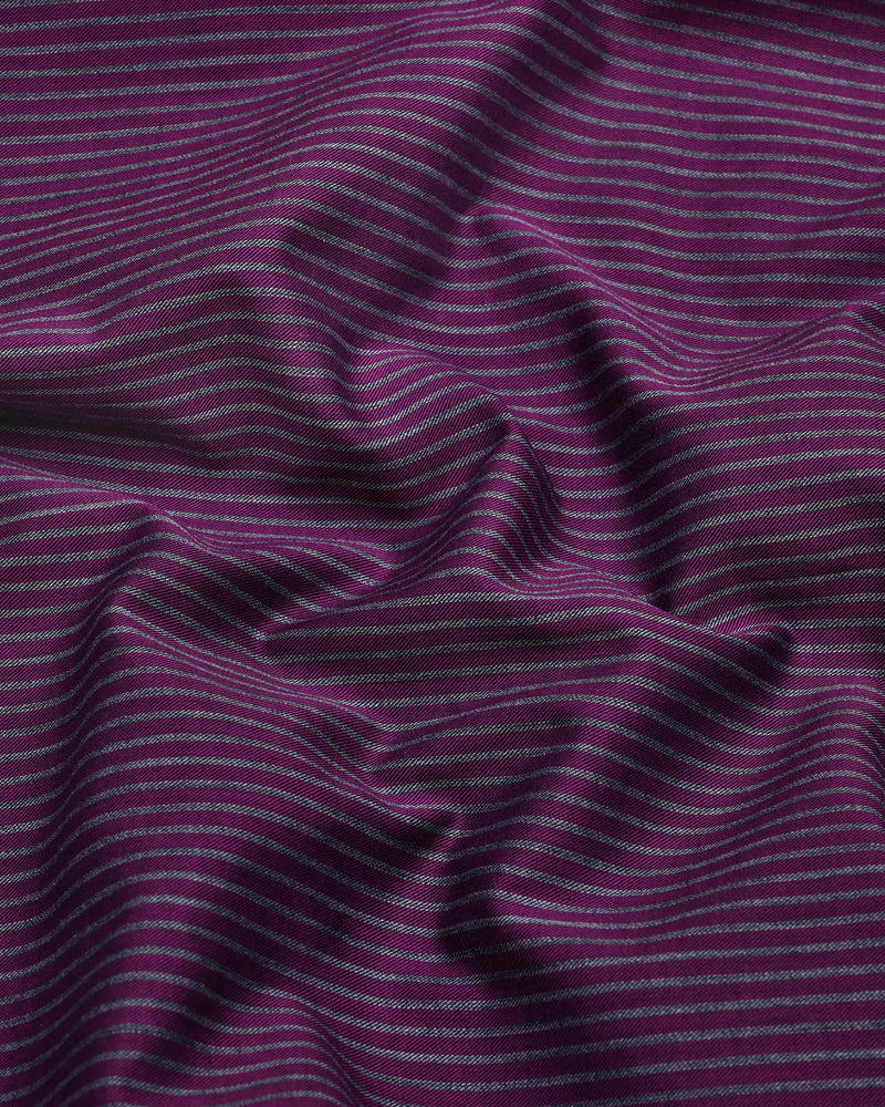 Purple With Gray Stripe Premium Cotton Formal Shirt