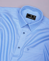 Magma Blue With White Houndstooth Premium Giza Shirt