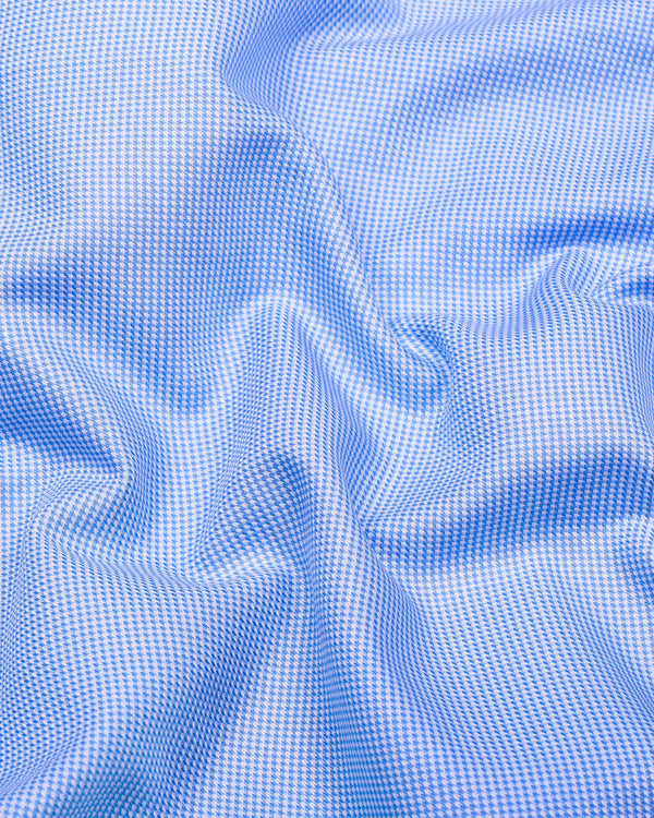 Magma Blue With White Houndstooth Premium Giza Shirt