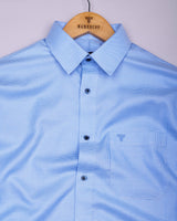 Magma Blue With White Houndstooth Premium Giza Shirt