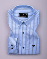 Relief Blue With White Stripe Formal Cotton Shirt