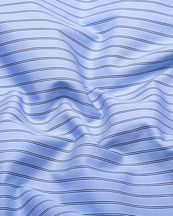 Relief Blue With White Stripe Formal Cotton Shirt