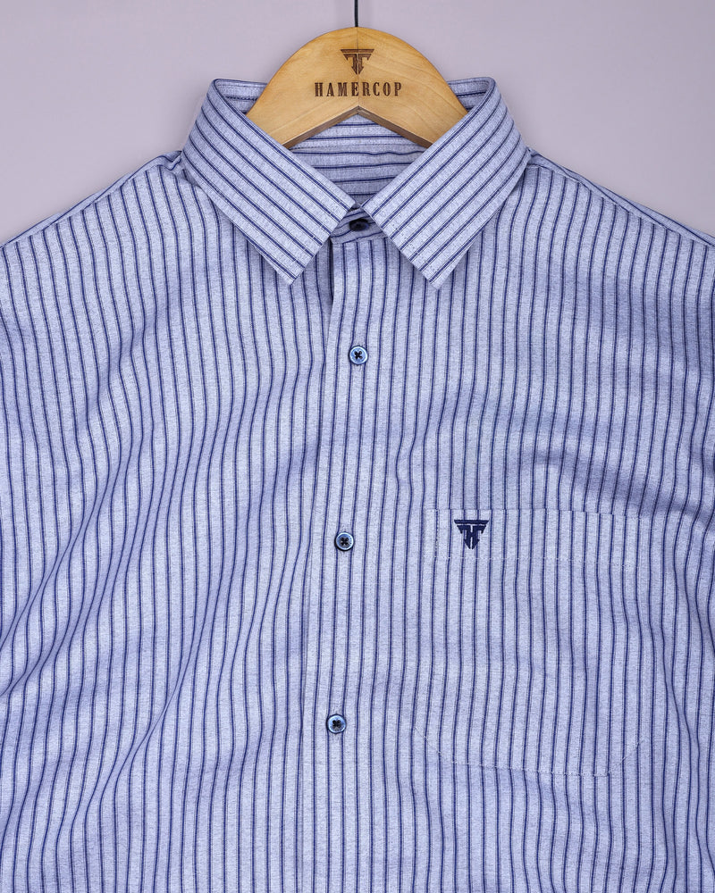 Squirrel Gray With Blue Stripe Formal Cotton Shirt