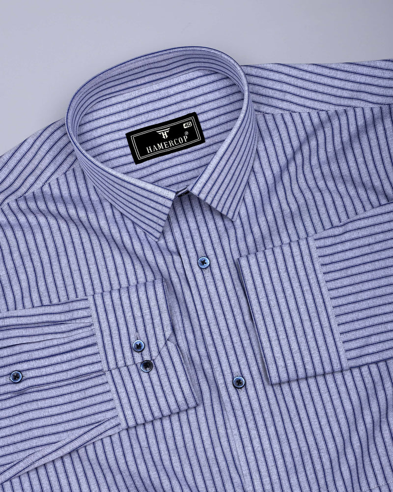Squirrel Gray With Blue Stripe Formal Cotton Shirt