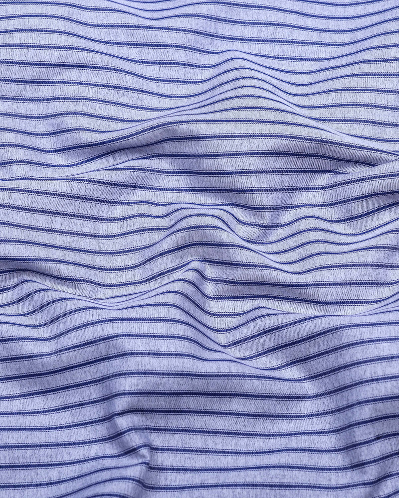 Squirrel Gray With Blue Stripe Formal Cotton Shirt
