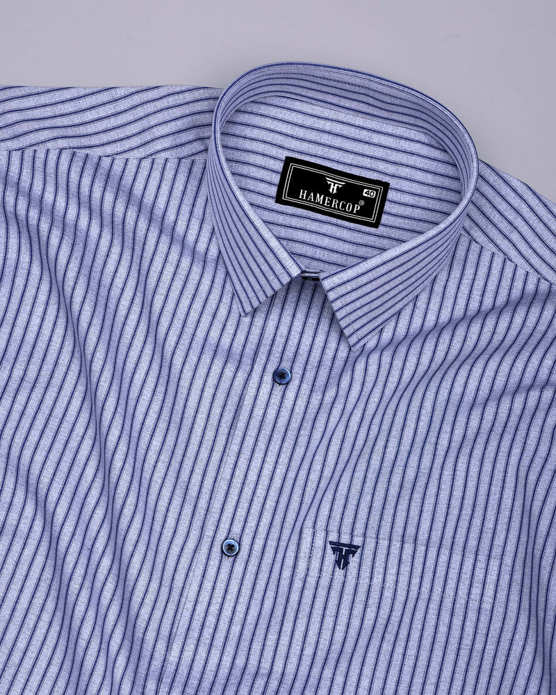 Squirrel Gray With Blue Stripe Formal Cotton Shirt
