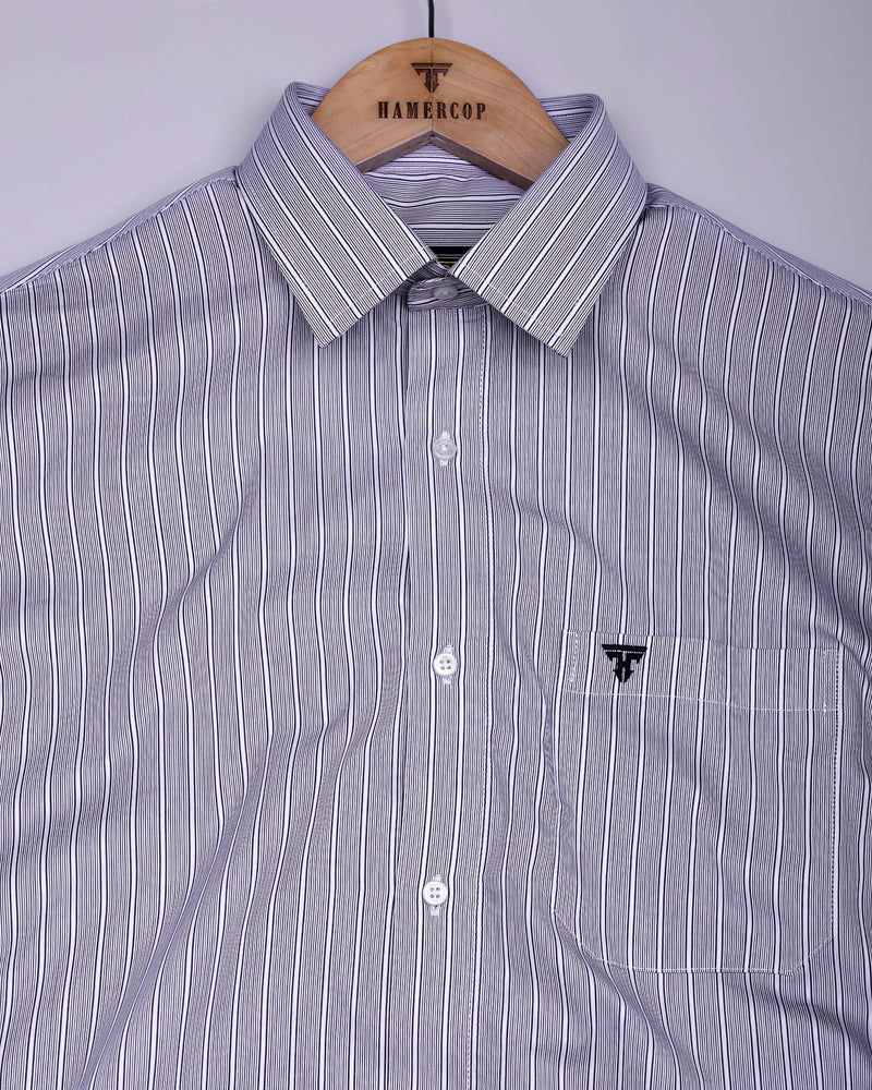 Nikolyn Blue With White Pencil Stripe Formal Cotton Shirt