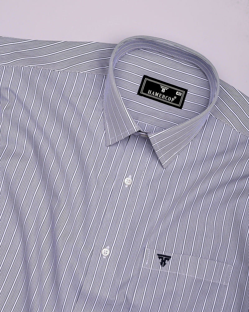 Nikolyn Blue With White Pencil Stripe Formal Cotton Shirt