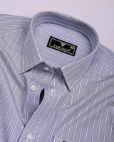 Nikolyn Blue With White Pencil Stripe Formal Cotton Shirt