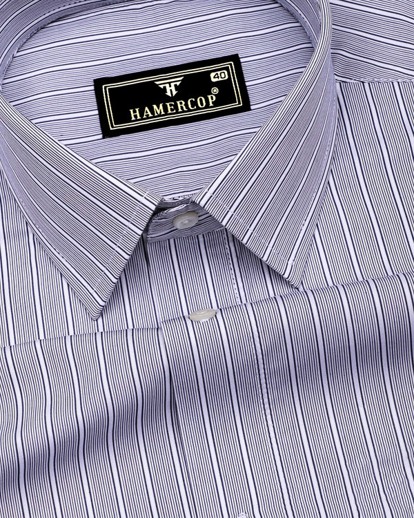 Nikolyn Blue With White Pencil Stripe Formal Cotton Shirt