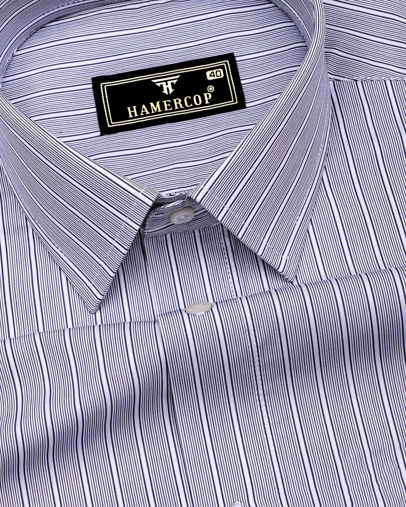 Nikolyn Blue With White Pencil Stripe Formal Cotton Shirt