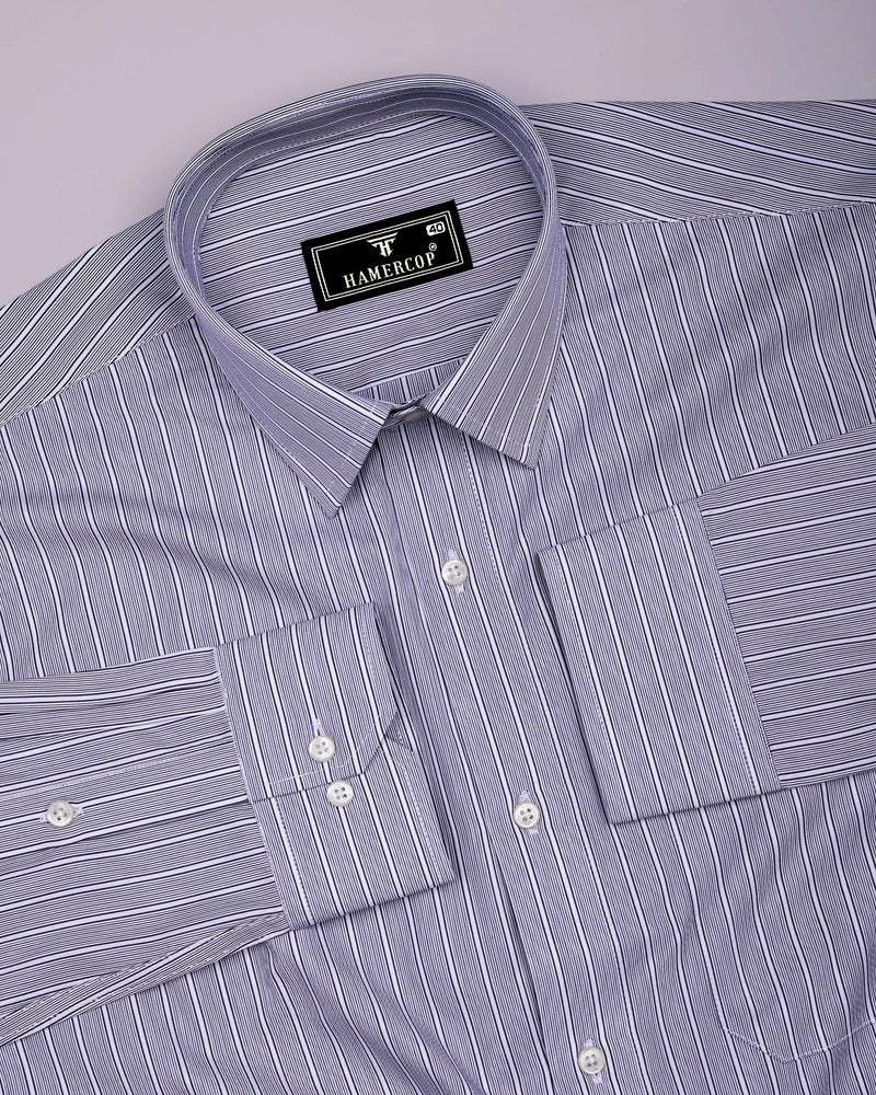 Nikolyn Blue With White Pencil Stripe Formal Cotton Shirt