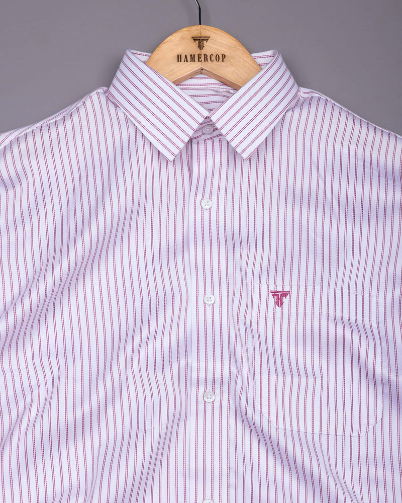 Pink Pin Stripe Formal Cotton White Shirt