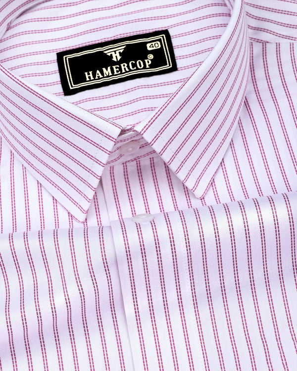 Pink Pin Stripe Formal Cotton White Shirt
