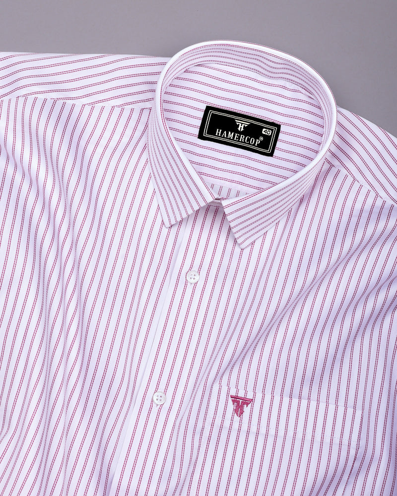 Pink Pin Stripe Formal Cotton White Shirt