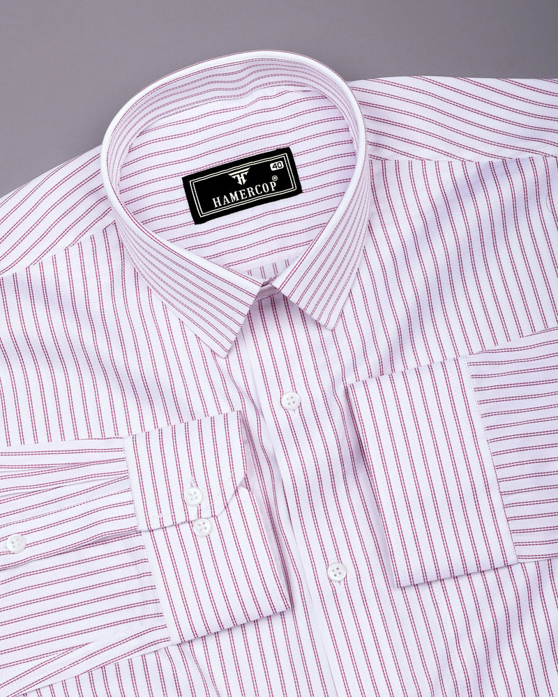 Pink Pin Stripe Formal Cotton White Shirt