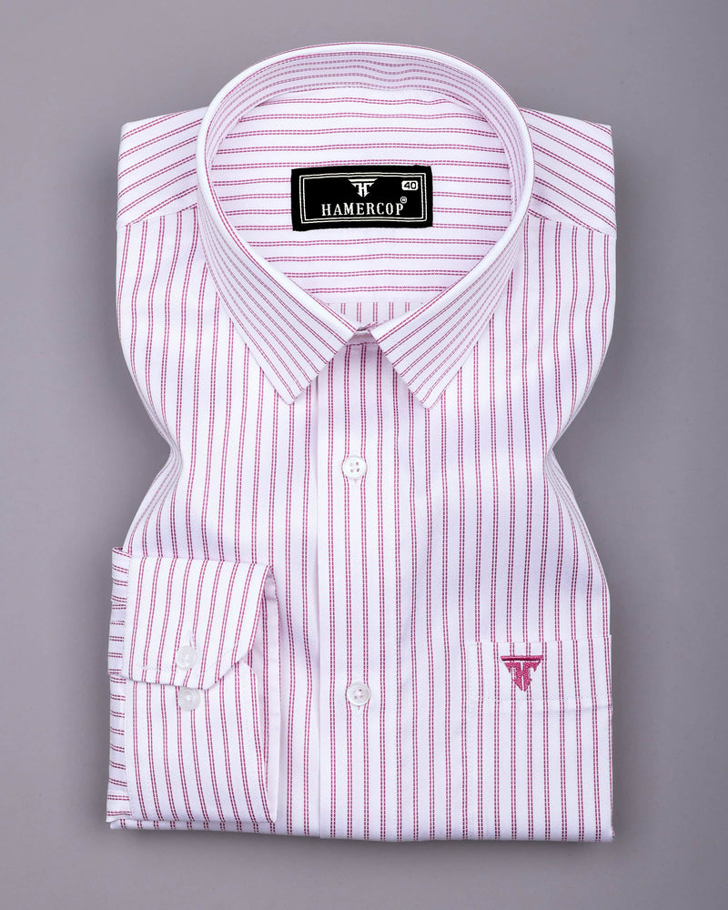 Pink Pin Stripe Formal Cotton White Shirt