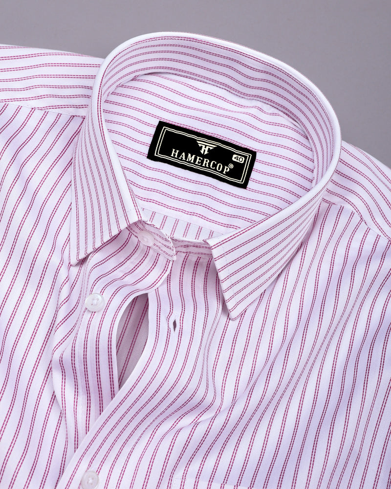 Pink Pin Stripe Formal Cotton White Shirt