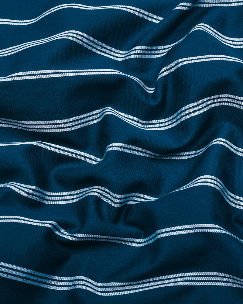 Kingfisher Blue With White Stripe Cotton Shirt