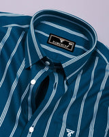 Kingfisher Blue With White Stripe Cotton Shirt