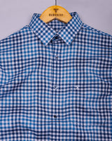 Pinot Blue Dobby Amsler Check Cotton Shirt
