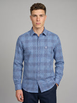 Pinot Blue Dobby Amsler Check Cotton Shirt