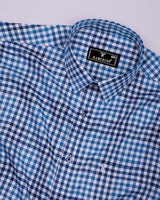 Pinot Blue Dobby Amsler Check Cotton Shirt
