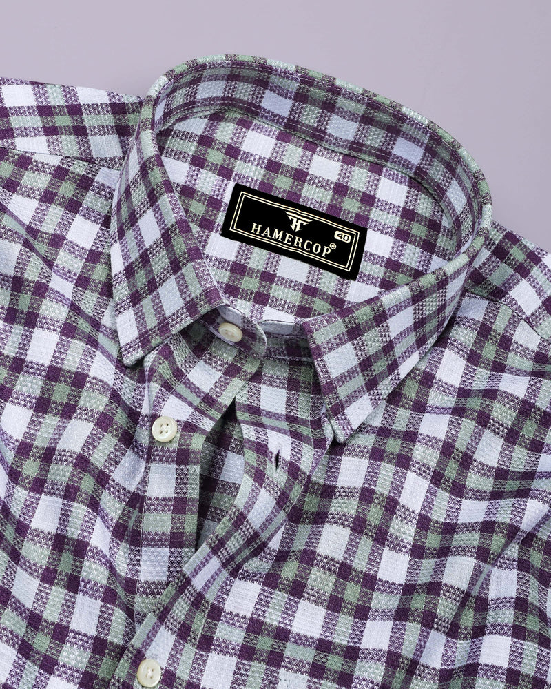 Horsen Purple Dobby Amsler Check Formal Cotton Shirt