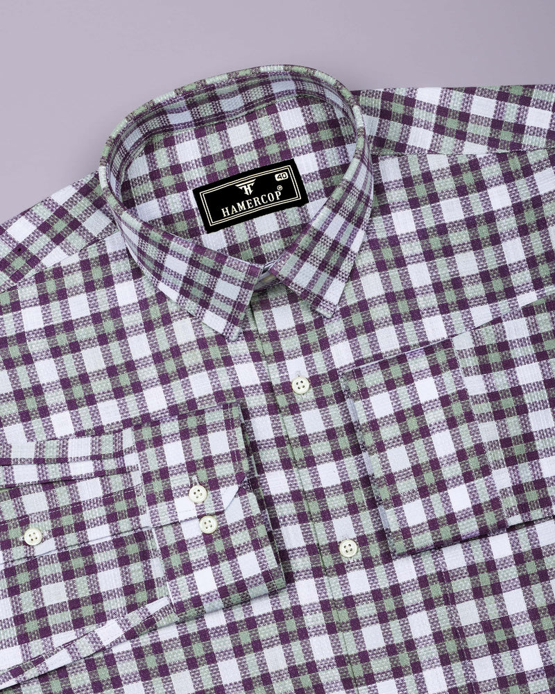 Horsen Purple Dobby Amsler Check Formal Cotton Shirt