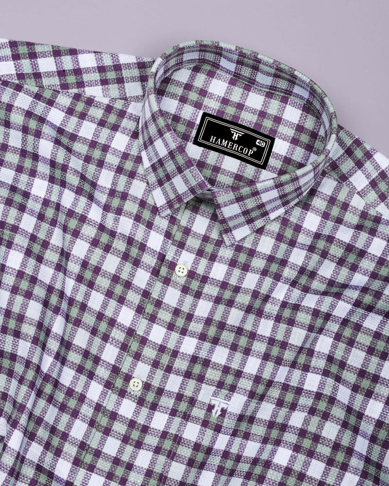 Horsen Purple Dobby Amsler Check Formal Cotton Shirt