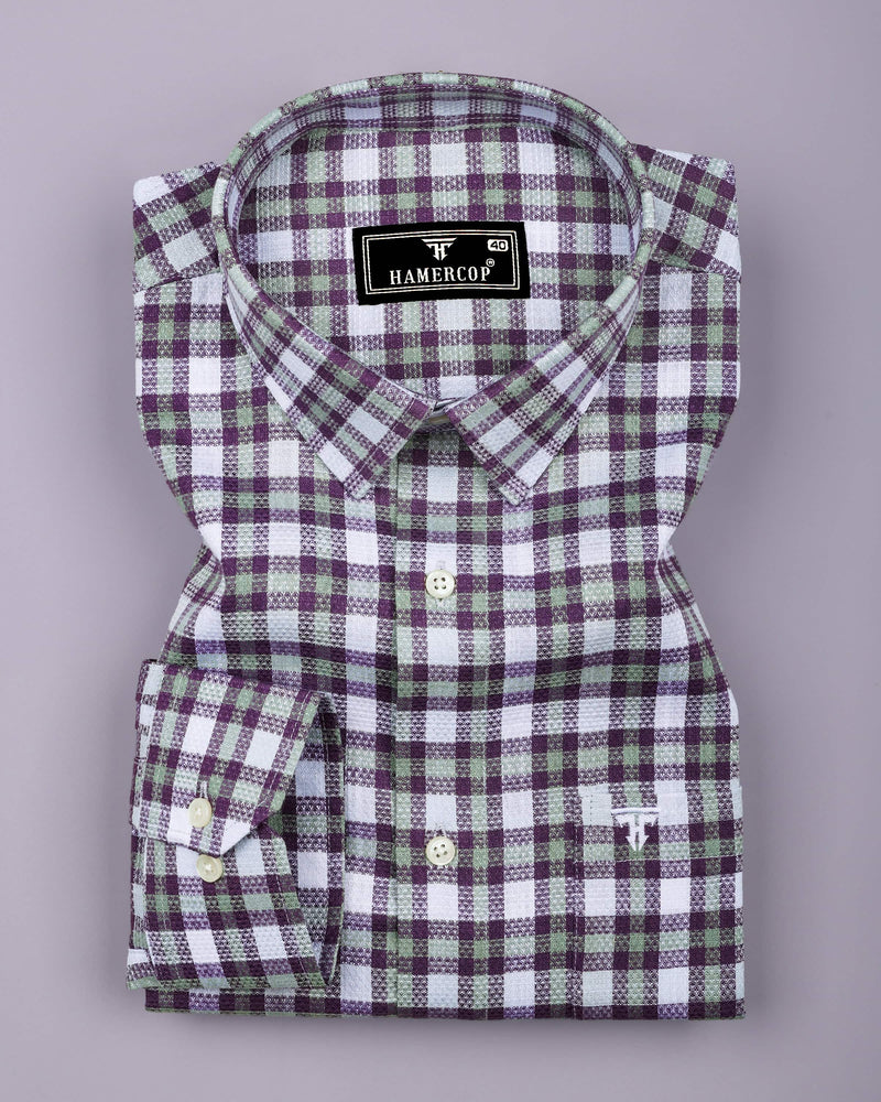 Horsen Purple Dobby Amsler Check Formal Cotton Shirt