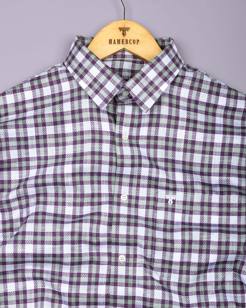Horsen Purple Dobby Amsler Check Formal Cotton Shirt