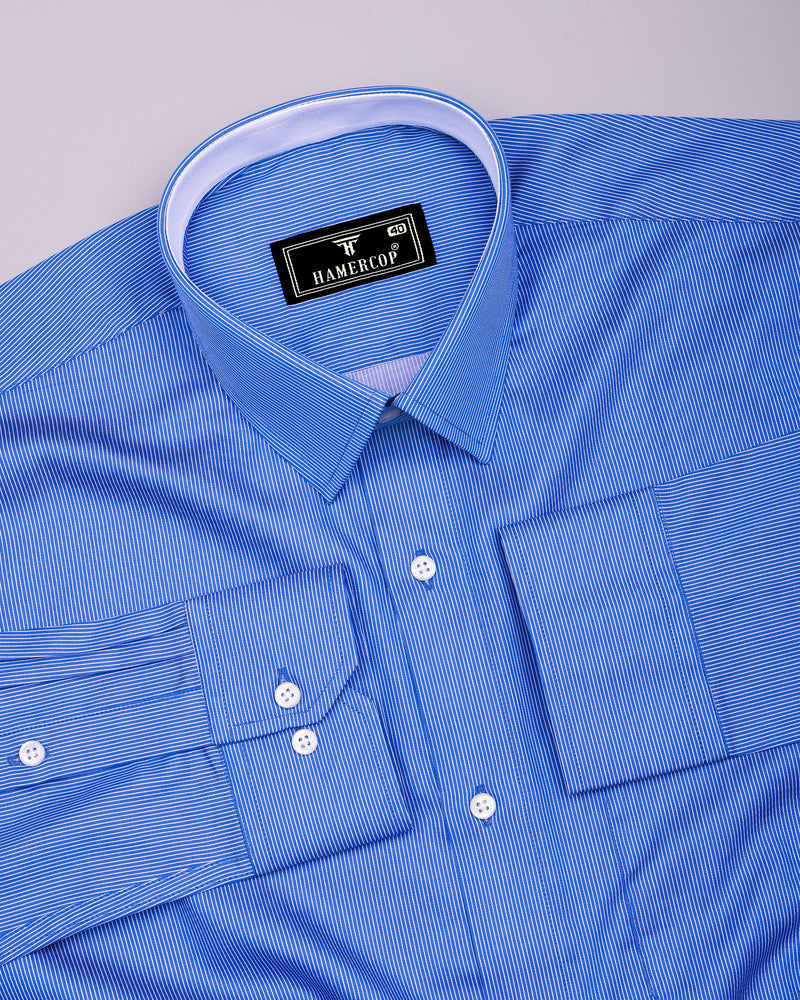 Odate Blue With White Stripe Premium Cotton Designer Shirt