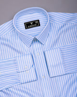 Linfen Blue With White Stripe Premium Giza Shirt
