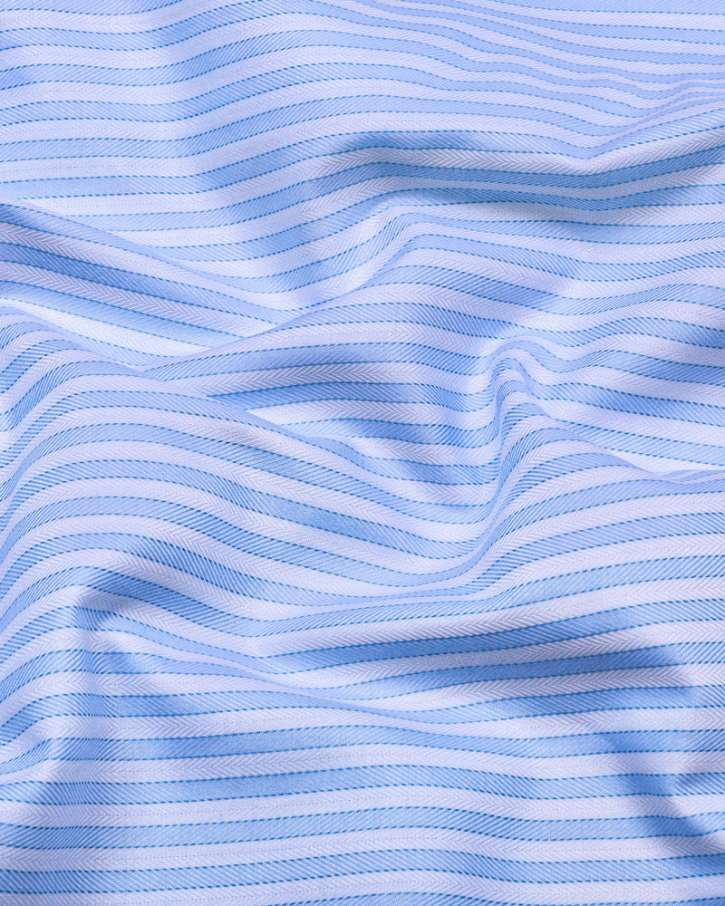 Linfen Blue With White Stripe Premium Giza Shirt