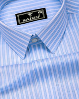 Linfen Blue With White Stripe Premium Giza Shirt