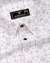 Pecan White With Brown Printed Dobby Cotton Shirt