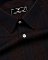 Kiwano Chocolate Brown Waffle Stripe Dobby Cotton Shirt