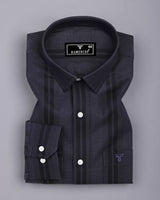 Kiwano Onyx Gray Waffle Stripe Dobby Cotton Shirt