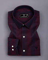 Kiwano Wine Purple Waffle Stripe Dobby Cotton Shirt
